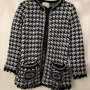Zara Knit Wool Houndstooth Jacket